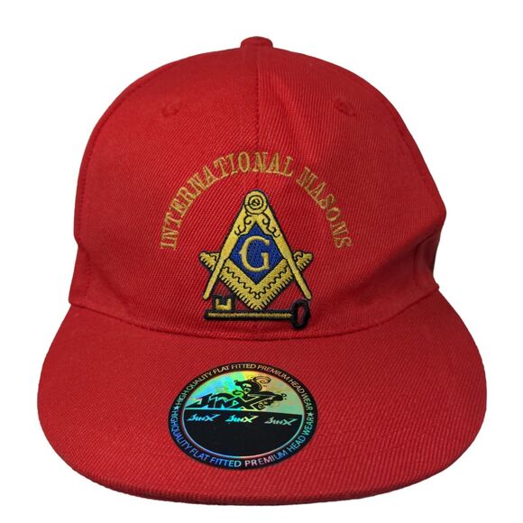 International Masons Snapback Hat Red One Size Embroidered W/Tags Jinx - Picture 1 of 9